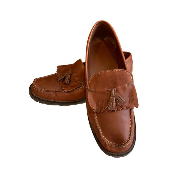 Vintage 90s Connie Lug Sole Leather Kiltie Loafers Brown 7.5 - Picture 2 of 8